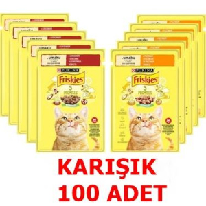 PURİNA FRİSKİES KARIŞIK KEDİ YAŞ MAMA 100 ADET X 85GR 