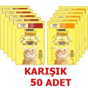 PURİNA FRİSKİES KARIŞIK KEDİ YAŞ MAMA 50 ADET X 85GR 